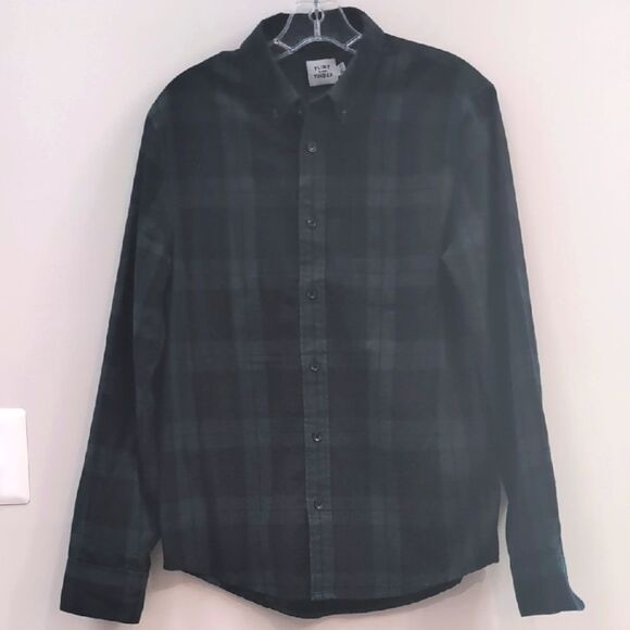 Flint And Tinder Green Blue Tartan Plaid Button Long Sleeve Shirt Sz S - Picture 1 of 6